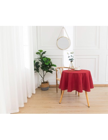 Nappe anti tache unie rouge ronde 160 cm