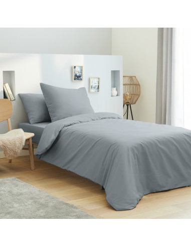 Housse de couette 140 x 200 unie gris clair 100% Coton / 57 Fils/cm²