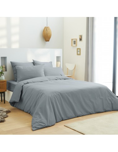 Housse de couette 240 x 220 unie gris clair 100% Coton / 57 Fils/cm²