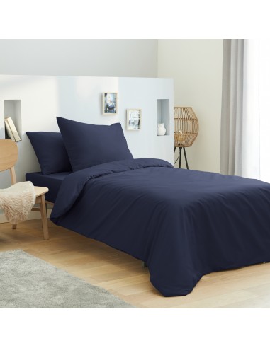 Housse de couette 140 x 200 unie marine 100% Coton / 57 Fils/cm²