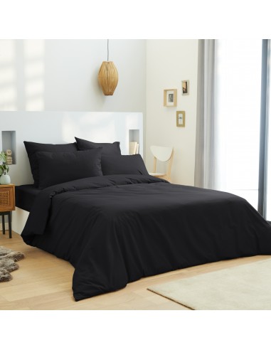 Housse de couette 240 x 220 unie noire 100% Coton / 57 Fils/cm²