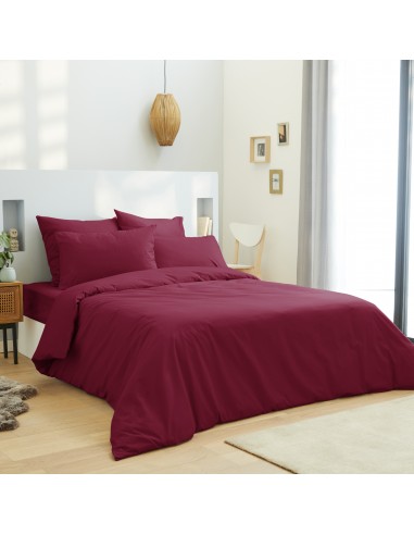 Housse de couette 240 x 220 unie rouge 100% Coton / 57 Fils/cm²