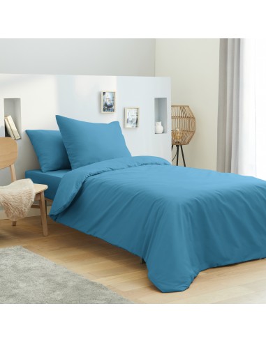 Housse de couette 140 x 200 unie turquoise 100% Coton / 57 Fils/cm²