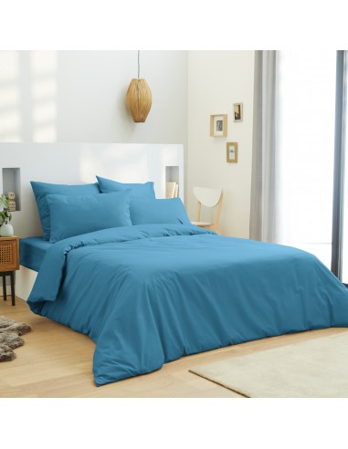 Housse de couette 240 x 220 unie turquoise 100% Coton / 57 Fils/cm²