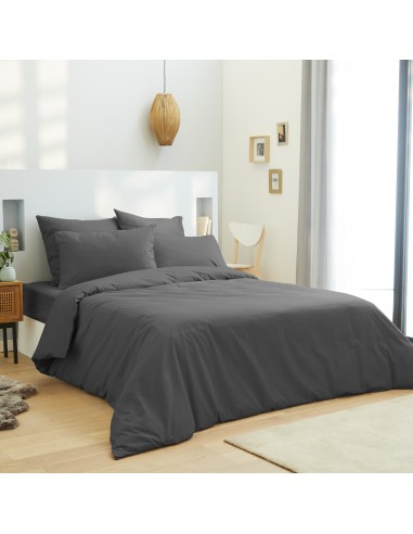 Housse de couette 240 x 220 unie anthracite 100% Coton / 57 Fils/cm²