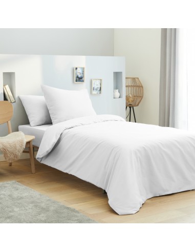 Housse de couette 140 x 200 unie blanc 100% Coton / 57 Fils/cm²