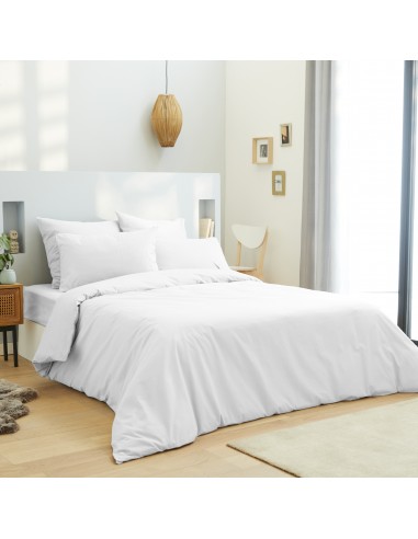 Housse de couette 240 x 220 unie blanc 100% Coton / 57 Fils/cm²