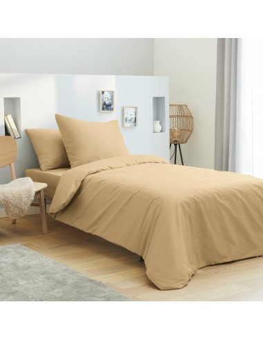 Housse de couette 140 x 200 unie taupe 100% Coton / 57 Fils/cm²