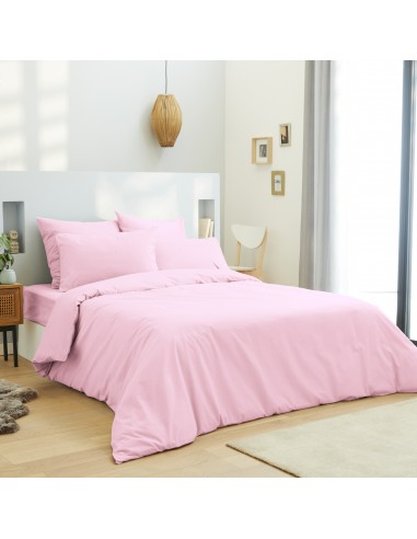 Housse de couette 240 x 220 unie rose pétale 100% Coton / 57 Fils/cm²