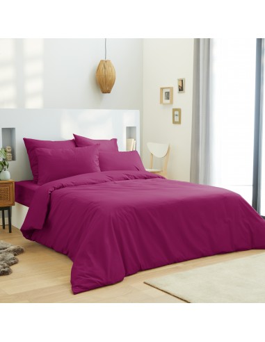 Housse de couette 240 x 220 unie rose fushia 100% Coton / 57 Fils/cm²