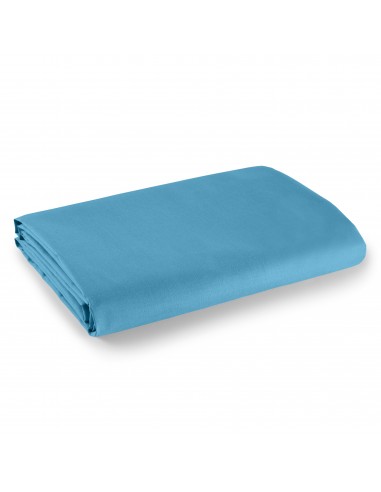 Drap plat Turquoise 240 x 300 cm pour lit 2 places 100% coton/57 fils/cm²