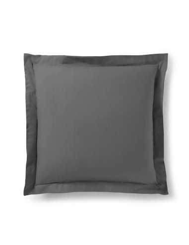 Taie d'oreiller Anthracite 63 x 63 cm volant plat piqué  / 100% Coton / 57 fils/cm²