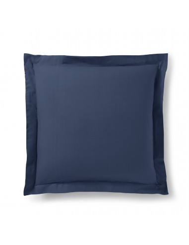 Taie d'oreiller Bleu marine 63 x 63 cm volant plat piqué  / 100% Coton / 57 fils/cm²