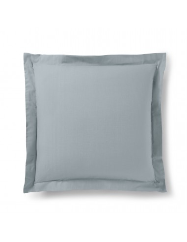 Taie d'oreiller Gris perle 63 x 63 cm volant plat piqué  / 100% Coton / 57 fils/cm²