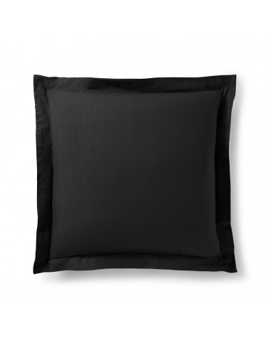 Taie d'oreiller Noir 63 x 63 cm volant plat piqué  / 100% Coton / 57 fils/cm²