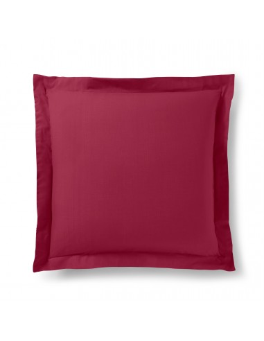 Taie d'oreiller Rouge 63 x 63 cm volant plat piqué  / 100% Coton / 57 fils/cm²