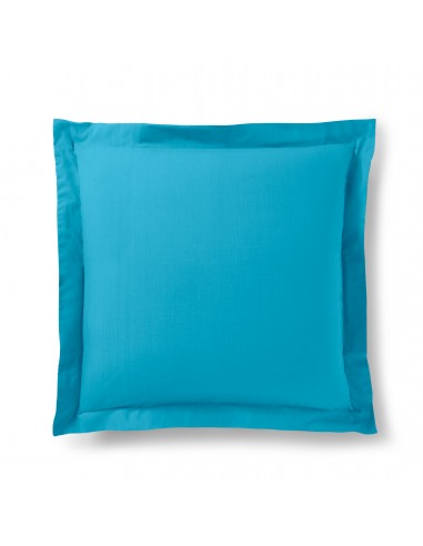 Taie d'oreiller Turquoise 63 x 63 cm volant plat piqué  / 100% Coton / 57 fils/cm²