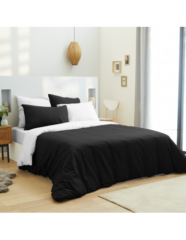 Pack complet 6 pièces Noir/Blanc réversible housse de couette pour lit 140 x 190 cm