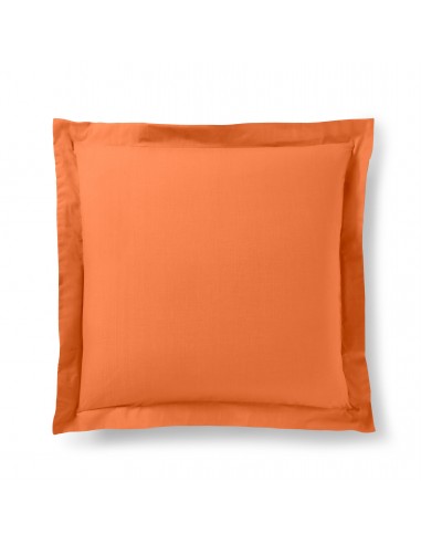 Taie d'oreiller Orange 63 x 63 cm volant plat piqué  / 100% Coton / 57 fils/cm²