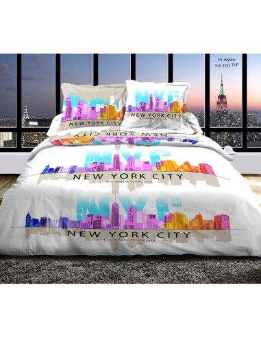 Pack complet NY Skyline Rose housse de couette pour lit 140 x 190 cm 100% coton / 57 fils/cm²