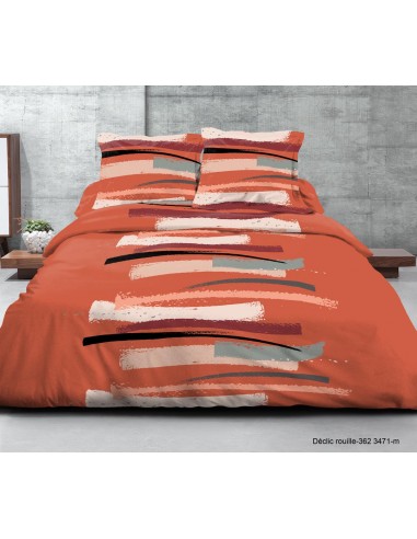 Pack complet Declic Rouille housse de couette pour lit 160 x 200 cm 100% coton / 57 fils/cm²