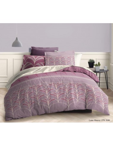 Pack complet Luna Mauve housse de couette pour lit 160 x 200 cm 100% coton / 57 fils/cm²