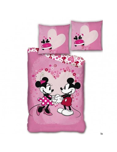 Parure de couette 140 x 200 "Minnie Loves Mickey" Microfibre / 100% Polyester