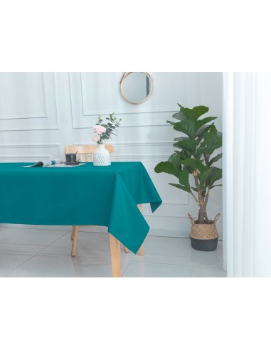 Nappe enduite avec traitement antitache Bleu Paon rectangulaire 145 x 240 cm