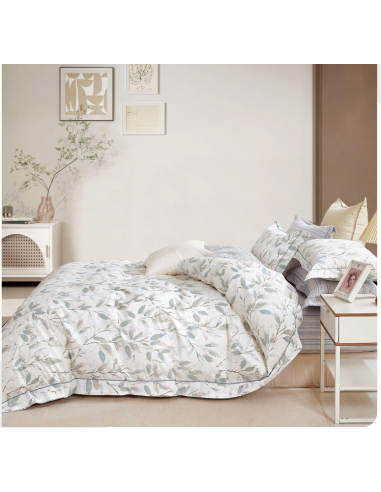 Parure de couette "Imprimé double face" percale pur coton peigné 80 fils/cm²  pour lit 140 à 160